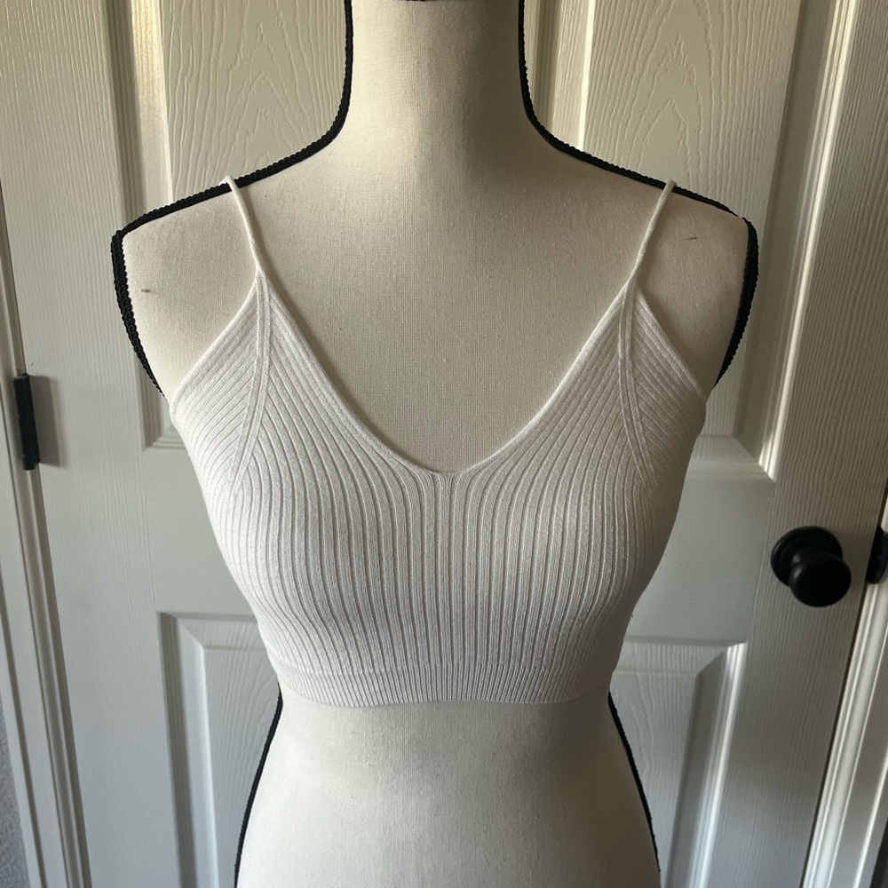 SHEIN Cream Ribbed Knit Top